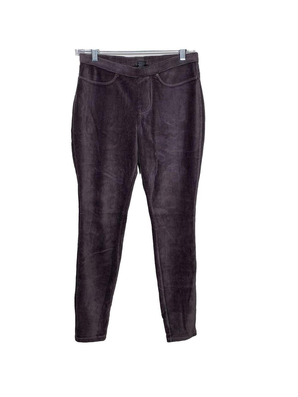 MeMoi Corduroy Leggings Womens S/M Gray High Waisted Slim Fit Stretch Pants